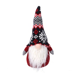[S-V6190940000] Gnomo di tessuto grigio e rosso, altezza 36 cm