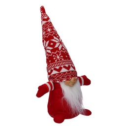 [S-V6163480000] Gnomo Tessuto Seduto Rosso 11x11x36 cm