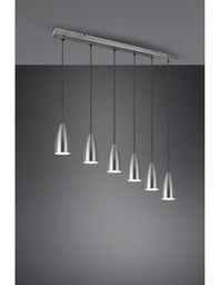 [S-TRIOR30696007] Grande Lampadario Lineare Isola Farin 6 Luci Nichel Trio Lighting