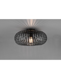 [S-TRIO606900132] Plafoniera Gabbia Metallica Ellittica Johann Nero Ø40 cm