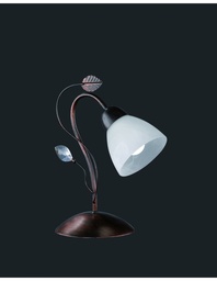 [S-TRIO500700128] Lampada da Tavolo Traditio Ruggine Coppa Vetro Bianco L12 cm