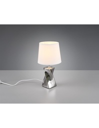 [S-TRIOR50771589] Lampada Da Tavolo Abeba Argento Paralume Bianco Ø15 cm Trio Lighting