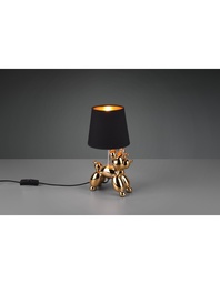 [S-TRIOR50241079] Lampada da Tavolo Oro con Paralume Nero L33 cm