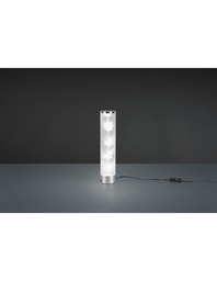 [S-TRIOR52811001] Lampada da Tavolo Cilindro LED RGB Cromo Stoffa Microforata