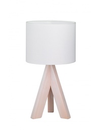 [S-TRIOR50741001] Lampada Da Tavolo Ging Treppiede Legno E Tessuto Bianco Ø17 cm Trio Lighting