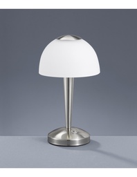 [S-TRIO529990107] Lampada da Tavolo Ventura LED Touch Nichel e Vetro Bianco Ø15 cm