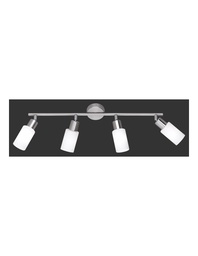 [S-TRIOR80014007] Lampada Soffitto Nichel 4 Faretti Spot Orientabili Paralume Vetro