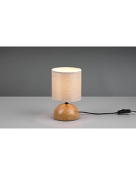 [S-TRIOR50351035] Lampada Tavolo Luci Base Mezza Sfera Effetto Legno Con Paralume Beige Trio Lighting