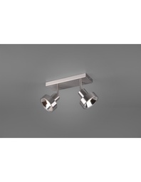 [S-TRIO800700207] Lampada da Soffitto 2 Faretti Spot Orientabili Nichel Opaco