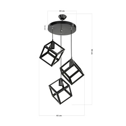 [S-FZ95895] Lampada a sospensione  Agatha MDL3790 3 cubi nero