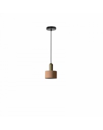 [S-LA/150/R] Lampada a sospensione Sirio in metallo rosa opaco, con cavo e rosone nero, 13cm x 13cm x 150cm