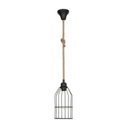 [S-FZ95884] Lampada a sospensione Halat ASZ0549 in metallo nero e corda