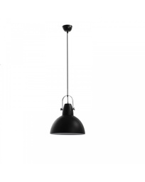 [S-LA/068/N] Lampada a sospensione in metallo nero opaco, cavo in acciaio grigio, 38cm x 38cm x 165cm