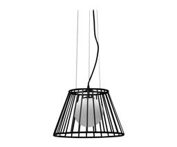 [S-LA/111/NE] Lampada a sospesione in metallo con paralume nero, dimensioni 25/35x20/35x120 cm