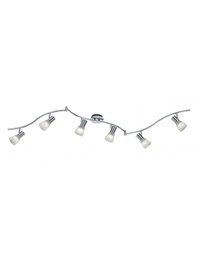 [S-TRIO871010607] Lampada da Soffitto 6 Spot Orientabili Nichel Levisto