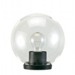 [S-SOV292/06] Lampada da esterno con testa-palo in termoplastico e sfera chiara in PMMA Ø 25cm nero