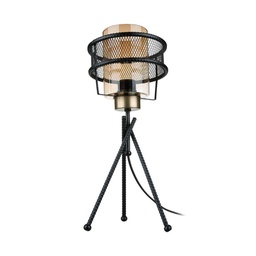 [S-FZ95897] Lampada da tavolo Grande MDL3713 in ferro intrecciato paralume vetro