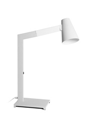 [S-LA/101/BI] Lampada da tavolo elegante con paralume in metallo bianco, 42x15x60.5