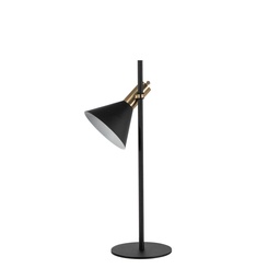 [S-LA/147] Lampada da tavolo elegante in metallo con paralume nero opaco, 18x18x55 cm