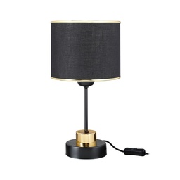 [S-FZ97695] Lampada da tavolo metallo e paralume tessuto nero Arden ASZ1633