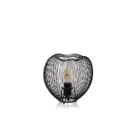 [S-LA/131/NE] Lampada da tavolo in stile moderno, nero lucido, con paralume e base in metallo, dimensioni 26cm x 26cm x 25cm