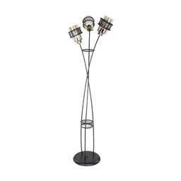 [S-FZ95867] Lampada da terra Grande MDL3812 in ferro intrecciato 3 luci in vetro