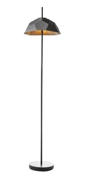 [S-LA/106/NE] Lampada da terra elegante con paralume in cartone riciclato nero, struttura e base in metallo, dimensioni 34x34x160 cm