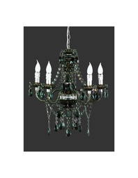 [S-TRIOR1107-02] Lampadario Classico Cromo e Nero con Pendenti Decorativi