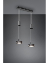 [S-TRIO326510242] Lampadario Sospeso Doppio Disco Led Franklin Antracite