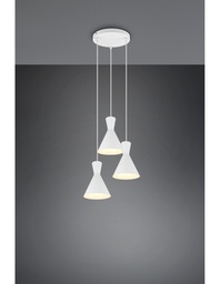 [S-TRIOR30783931] Lampadario Rotondo Enzo 3xE27 Bianco Opaco Trio Lighting