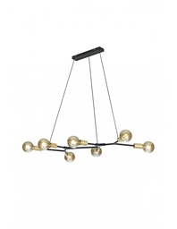 [S-TRIO306700732] Lampadario Sospensione Minimal 7 Luci Cross Nero e Oro