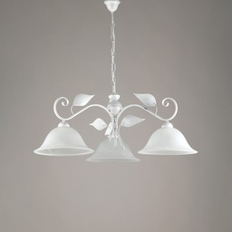 [S-BL81-3-BA] Lampadario a sospensione ferro Bianco Argento tre luci  78x h34 cm