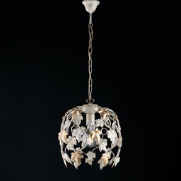 [S-BL50-1-AV] Lampadario a sospensione in ferro Avorio Oro Chiaro  30x h37 cm edera