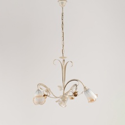 [S-BL26-3-AV] Lampadario a sospensione in ferro Avorio Oro rose tre luci 54x h43 cm
