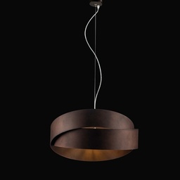 [S-BL207-2-BR] Lampadario  a sospensione in ferro Marrone Grafite due luci 46x h22 cm