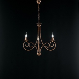 [S-BL130-3-NR] Lampadario a sospensione in ferro Nero DECO Rame tre luci 50x h60 cm