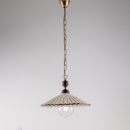 [S-BL182-S1-DM40-RG] Lampadario a sospensione in ferro bronzato Bianco e Marrone 40x h22 cm