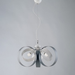 [S-BL114-3-BG] Lampadario a sospensione in ferro tre luci Bianco Grigio 44x h26 cm