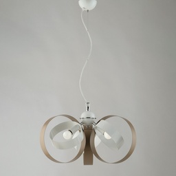 [S-BL114-3-BT] Lampadario a sospensione in ferro tre luci Bianco Tortora 44x h26 cm