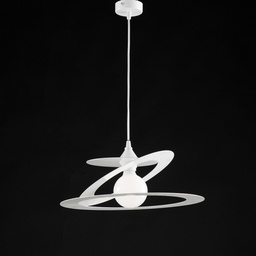 [S-BL208-1-BCO] Lampadario a sospensione in taglio laser ferro Bianco una luce diametro 40x h18 cm
