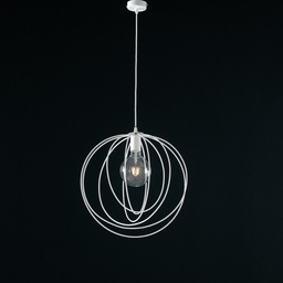 [S-BL131-BCO] Lampadario a sospensione moderno in ferro Bianco una luce 42x h45 cm