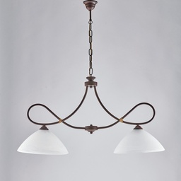 [S-BL217-S2-RG] Lampadario arte povera in ferro Nero ruggine due luci  92x h50 cm