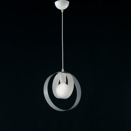 [S-BL114-1-BG] Lampadario cameretta sospensione in ferro Bianco Grigio una luce 25x h27 cm