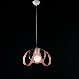 [S-BL129-1-BR] Lampadario cameretta  sospensione in ferro Bianco Rosa una luce 32x h24 cm