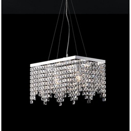 [S-BL31-2-CR] Lampadario chic e ferro Cromato due luci strass quadrati 48x30x h28 cm