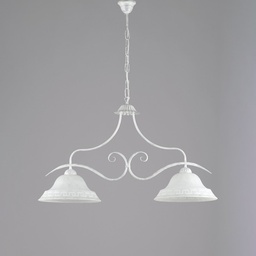 [S-BL173-2-BA] Lampadario classico ferro Bianco Argento due luci 85x h51 cm
