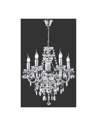[S-TRIOR1107-06] Lampadario 5 Luci Classico Cromo con Pendenti