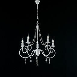 [S-BL148-5-BCO] Lampadario ferro Bianco cinque luci decorazione shabby strass 58x h72 cm