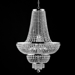 [S-BL189-10-CR] Lampadario imperiale in ferro e ottone Cromato con stass dieci luci 65x h95 cm