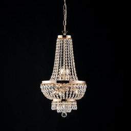 [S-BL189-5-OR] Lampadario imperiale in ferro e ottone Oro con stass cinque luci 35x h70 cm